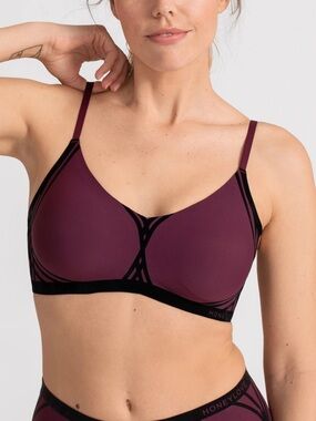 Honeylove silhouette Wireless Bra — Plum with Black Accents